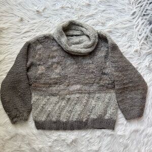 Vintage 80s Cozy Hand Knit Cowl Neck Sweater Imari Italy Artsy Unique Rare HTF